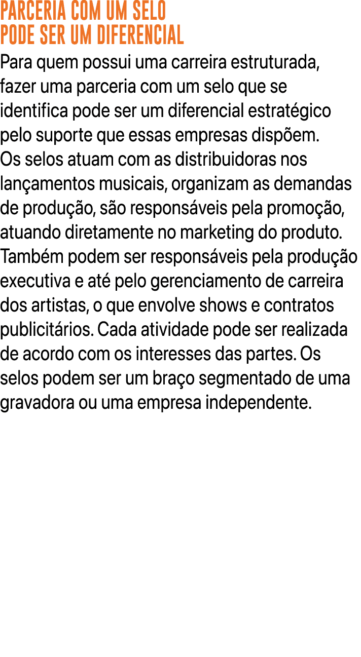 PARCERIA COM UM SELO PODE SER UM DIFERENCIAL Para quem possui uma carreira estruturada, fazer uma parceria com um sel...