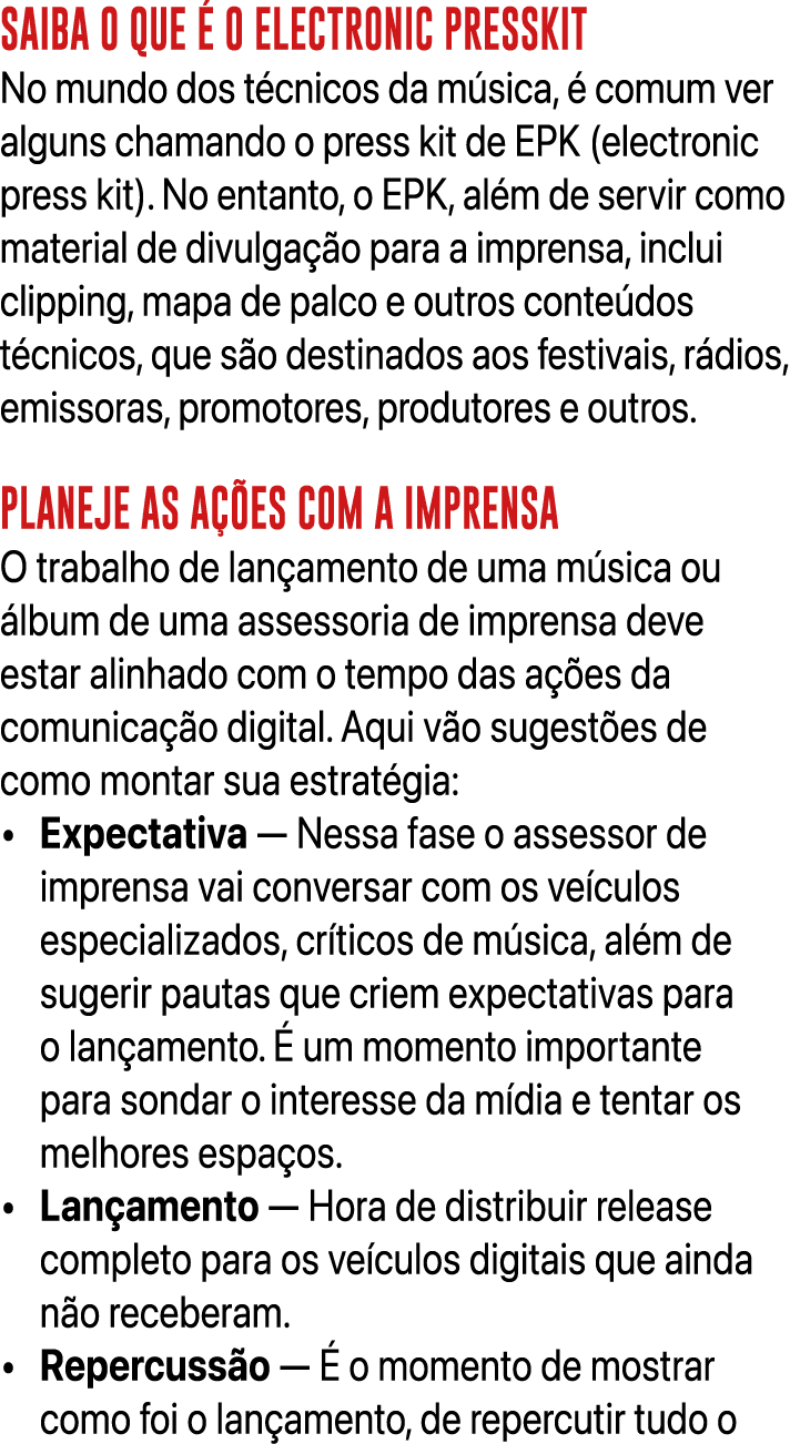 SAIBA O QUE  O ELECTRONIC PRESSKIT No mundo dos t cnicos da m sica,   comum ver alguns chamando o press kit de EPK (...